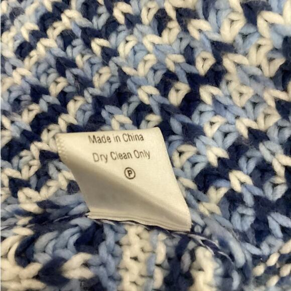 Staud Benny Sweater In Dusk Size Small Turtleneck Balloon Sleeves Blues White - Picture 13 of 13